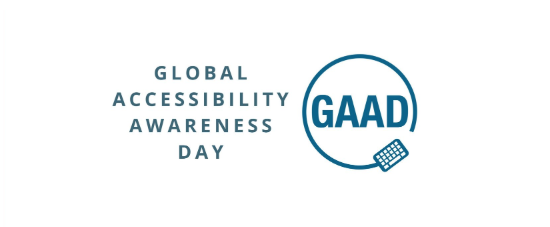 Offical Global Accessiblity Awareness Day photo of the letters GAAD in an enclosed circle with a keyboard.